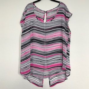 Torrid Stripe Chiffon Button Back Blouse